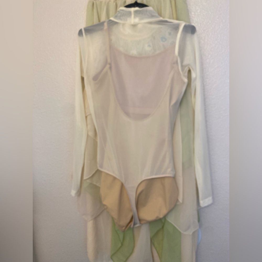 Weissman Eleve custom solo dance costume 2 piece maxi skirt pants leotard MA - Picture 6 of 15